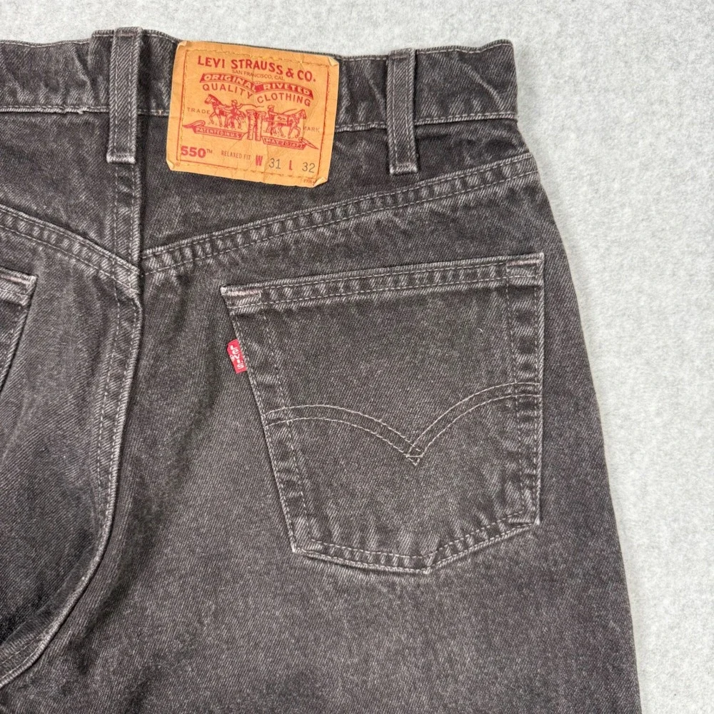 Vintage 90s 1997 Levis 550 Relaxed Fit Black Jeans Made in USA 31x32 Grunge